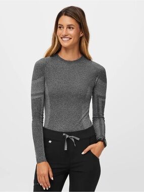 FIGS Seamless Long Sleeve Top XS Gray Compression Athletic Baselayer Stretch